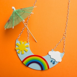 Weather necklace - laser cut acrylic - UK seller