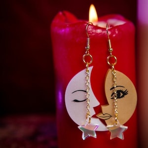 Sun and Moon tarot earrings - laser cut acrylic - UK seller