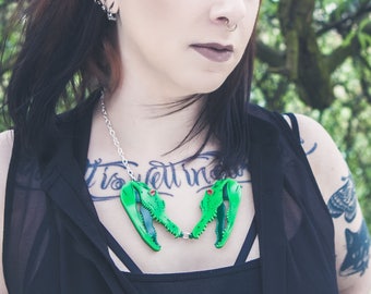 Alligator Heads necklace - laser cut acrylic