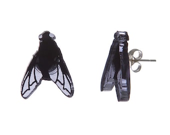 Dead Fly earrings - laser cut acrylic - UK seller