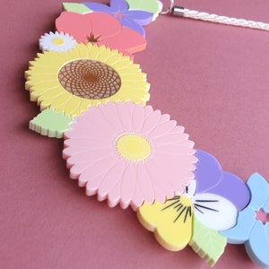 Wildflowers statement necklace laser cut acrylic image 4