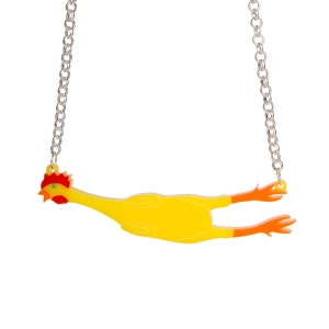 Rubber Chicken necklace - laser cut acrylic - UK seller