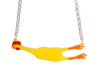 Rubber Chicken necklace - laser cut acrylic