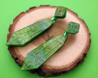 Emerald earrings - laser cut acrylic - UK seller