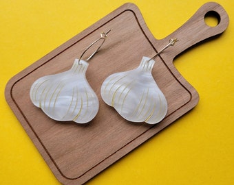 Garlic earrings - laser cut acrylic - UK seller