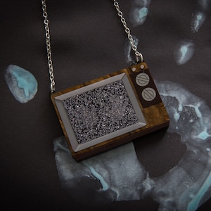 Haunted TV Set necklace - laser cut acrylic - UK seller