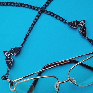 Black Bat Glasses Chain - laser cut acrylic