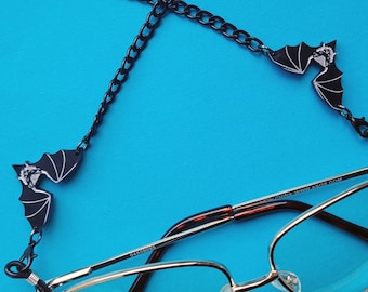 Black Bat Glasses Chain - laser cut acrylic