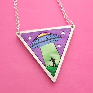UFO statement necklace - laser cut acrylic - UK seller
