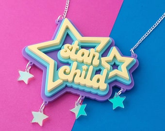 Star Child necklace - laser cut acrylic