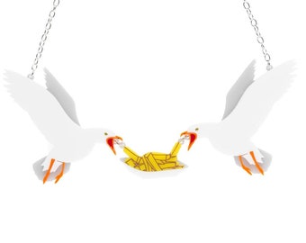Seagulls necklace - laser cut acrylic - National Maritime Museum collaboration