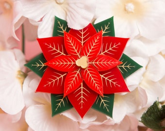 Poinsettia brooch - laser cut acrylic - florals