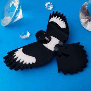 Magpie bird brooch laser cut acrylic image 3