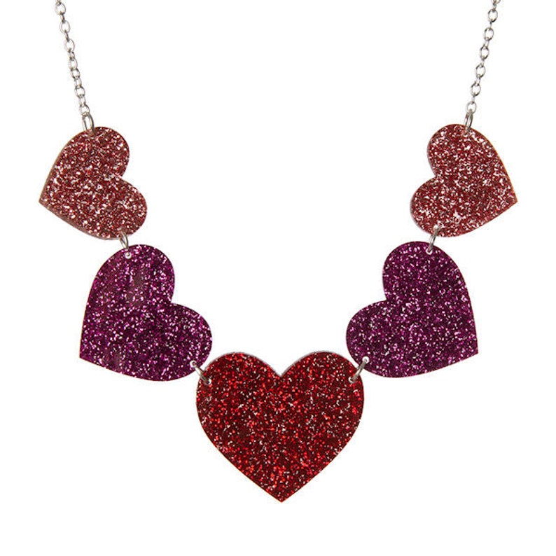 Sparkly Hearts Statement Necklace Laser Cut Acrylic Etsy