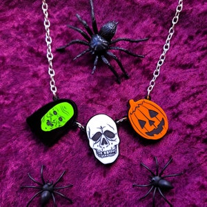 Halloween Masks Necklace - laser cut acrylic - UK seller