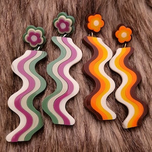 70&#39;s Pattern statement earrings - laser cut acrylic - UK seller