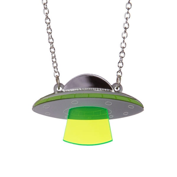 UFO necklace - laser cut acrylic
