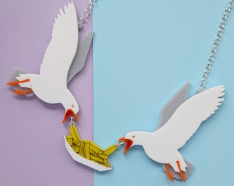 Seagulls necklace - laser cut acrylic - National Maritime Museum collaboration