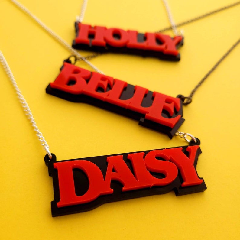 Personalised Stranger Things name necklace laser cut acrylic image 2