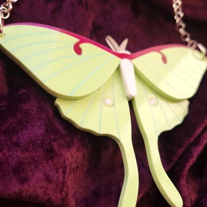 Luna Moth necklace laser cut acrylic image 2
