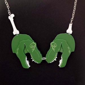 Tyrannosaurus Rex statement necklace - laser cut acrylic - UK seller