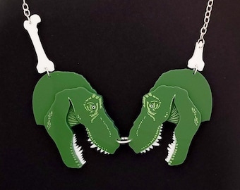 Tyrannosaurus Rex statement necklace - laser cut acrylic - UK seller