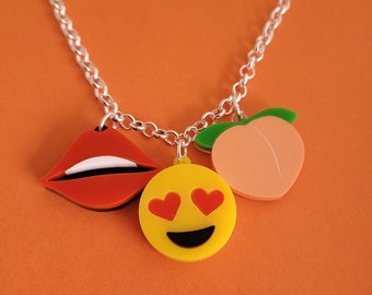 SECONDS - Emojis necklace - laser cut acrylic - UK seller