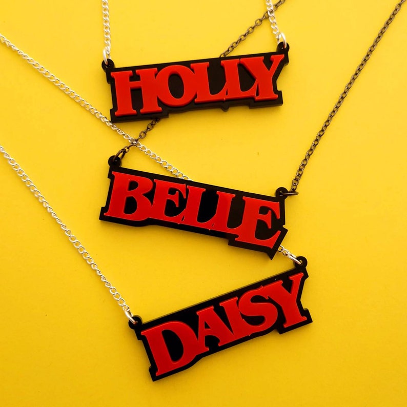 Personalised Stranger Things name necklace laser cut acrylic image 1