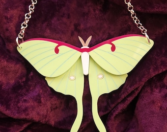 Luna Moth necklace - laser cut acrylic