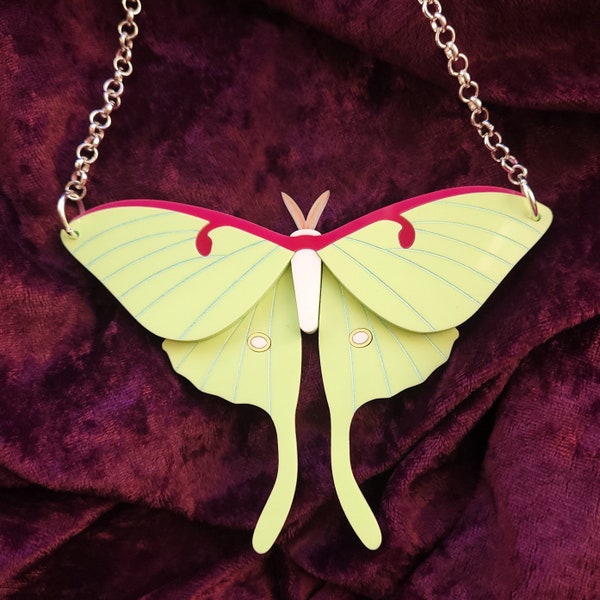 Luna Moth necklace - laser cut acrylic