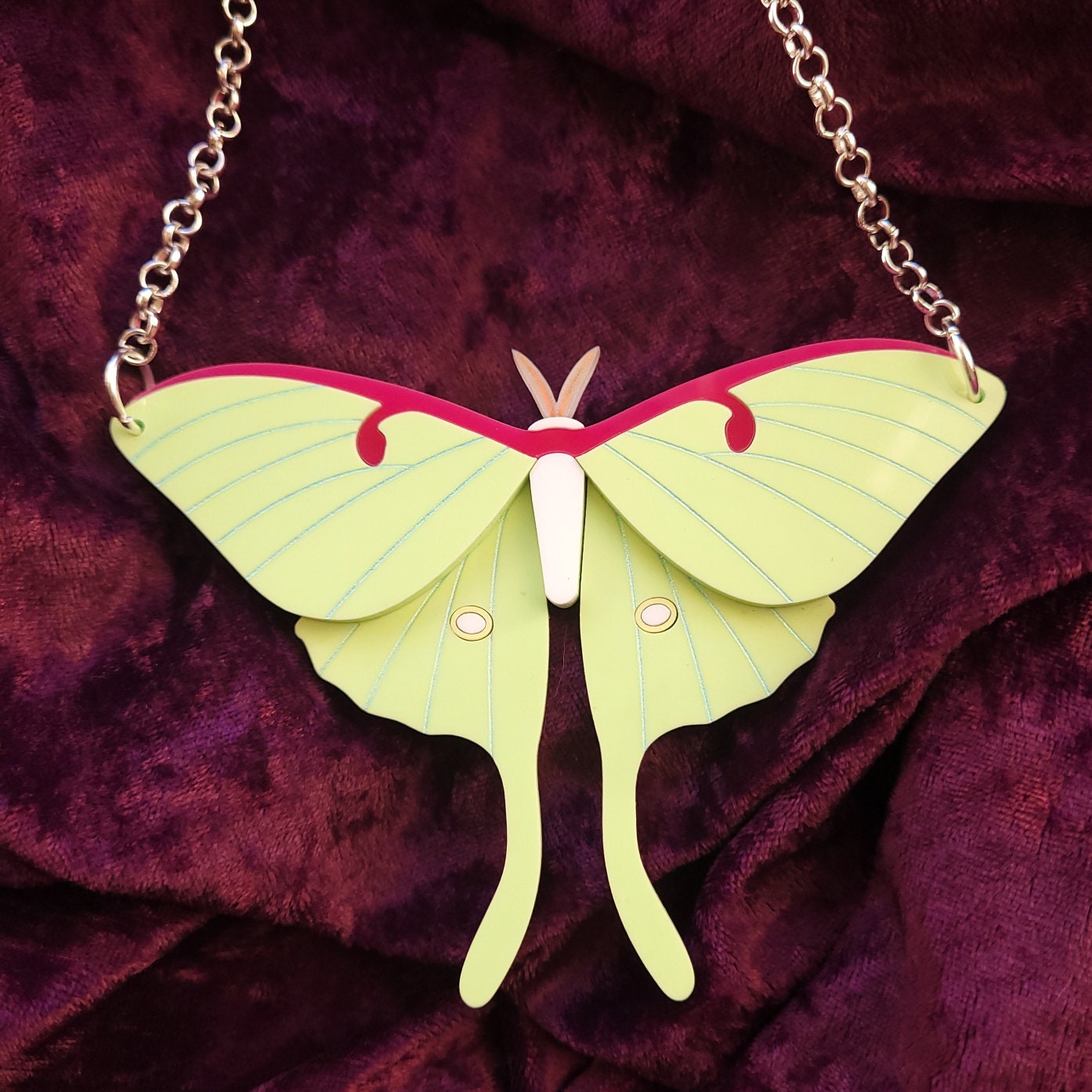 Silver Luna Moth Pendant