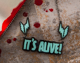 It's Alive! Frankenstein's Monster necklace - laser cut acrylic - horror movie gift