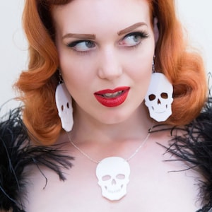 XL Skull necklace - laser cut acrylic - UK seller