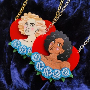 Valentine Pin-Up necklace - laser cut acrylic - UK seller