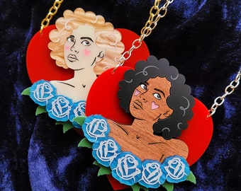 Valentine Pin-Up necklace - laser cut acrylic - ideal gift