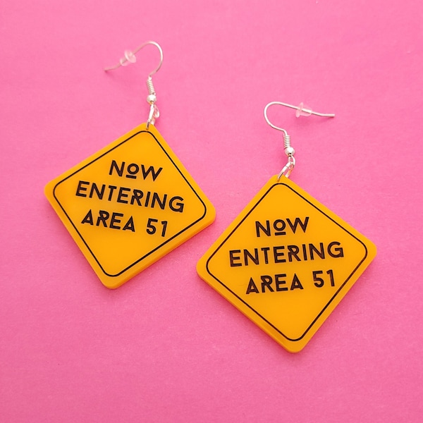 Area 51 Earrings - laser cut acrylic - UK seller