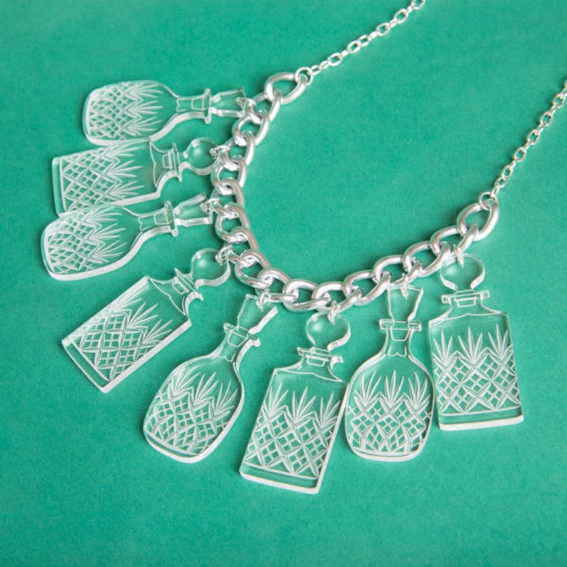 Vintage Glass Decanter necklace laser cut acrylic Etsy