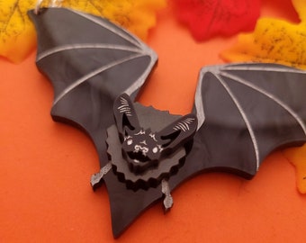 Bat necklace - laser cut acrylic - UK seller