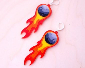 Meteor earrings - laser cut acrylic - UK seller