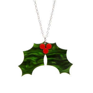 Holly Leaf Christmas necklace laser cut acrylic image 2