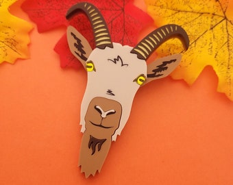 Goat brooch - laser cut acrylic - UK seller