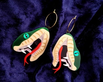 Snake hoop earrings - laser cut acrylic - UK seller