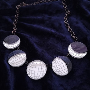 Disco Moon Phase necklace - laser cut acrylic