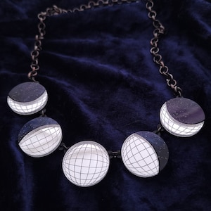 Disco Moon Phase necklace - laser cut acrylic - UK seller
