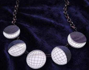 Disco Moon Phase necklace - laser cut acrylic