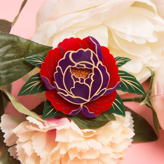 Peony brooch deals
