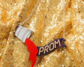 Prom Queen necklace - laser cut acrylic - horror movie gift