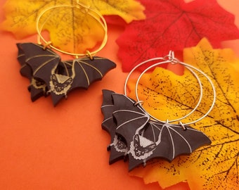 Bat Hoop earrings - laser cut acrylic - UK seller