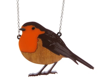 Robin bird necklace - laser cut acrylic