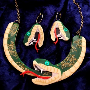 Snake hoop earrings laser cut acrylic UK seller image 3